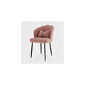 Pink Makeup Vanity Chair with Metal Legs, Backrest, Comfortable Seating for Living Room, Makeup Room, Beauty Salon, Stylish Decor, Modern Design