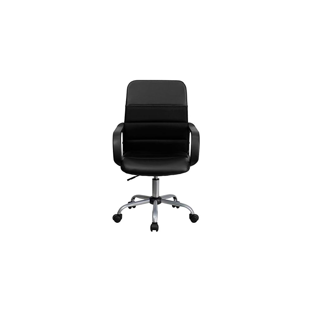 Emma + Oliver Mid-Back Black Mesh Executive Office Chair with Arms