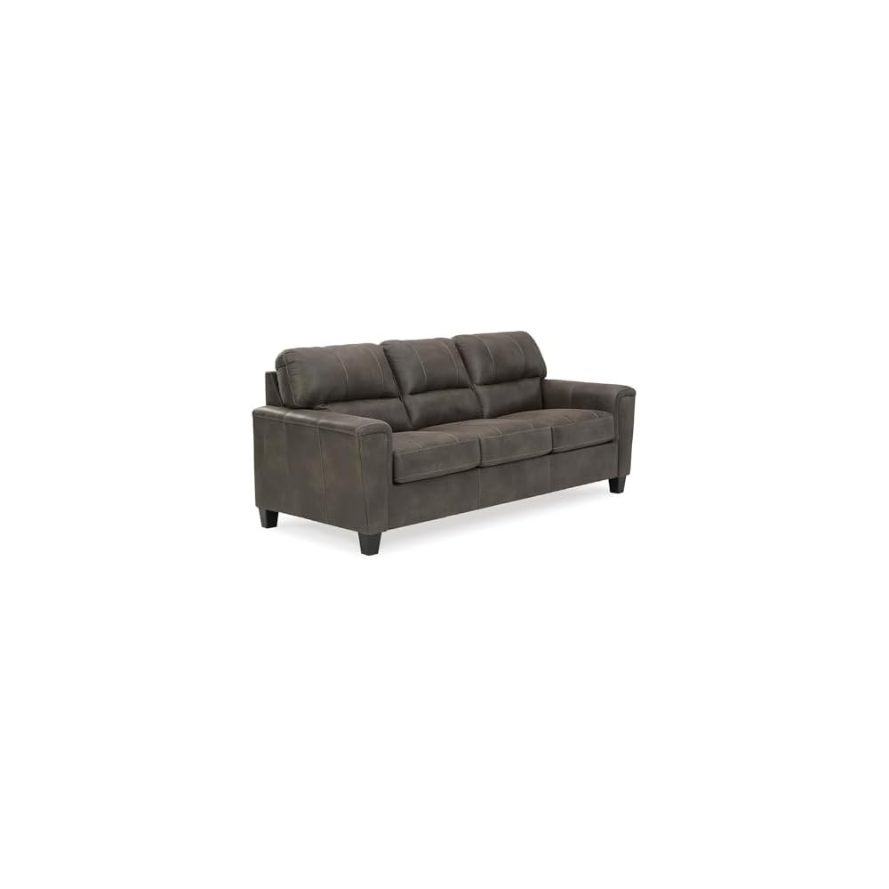 Signature Design by Ashley Navi Faux Leather Queen Sleeper Sofa Bed, Gray