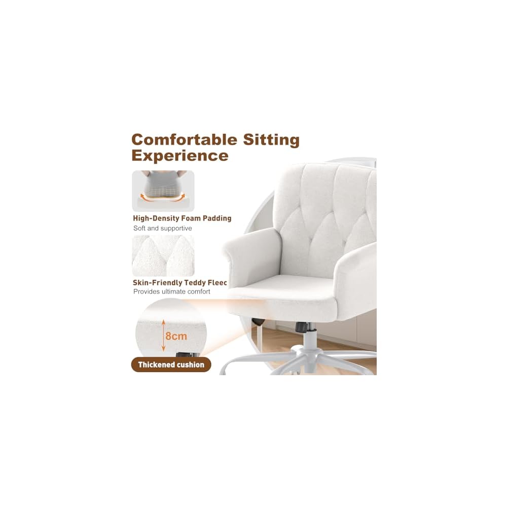 Teddy Velvet Office Chair, White