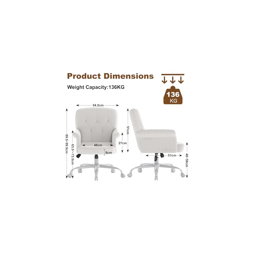 Teddy Velvet Office Chair, White