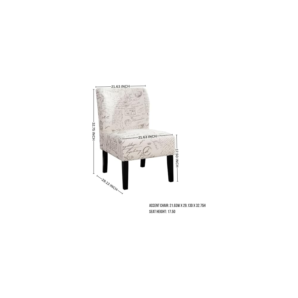 Roundhill Furniture Capa Print Fabric Armless Contemporary Accent Chair, Script