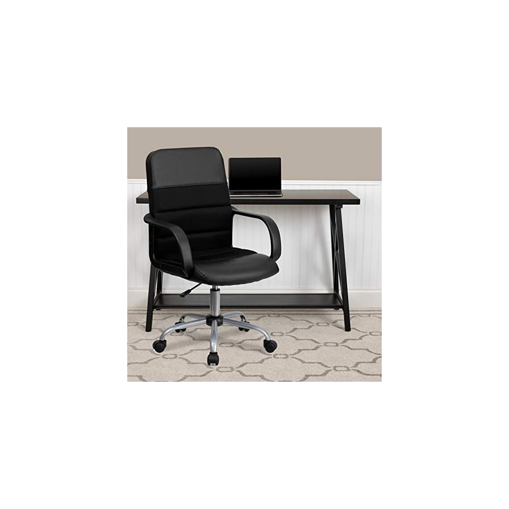 Emma + Oliver Mid-Back Black Mesh Executive Office Chair with Arms