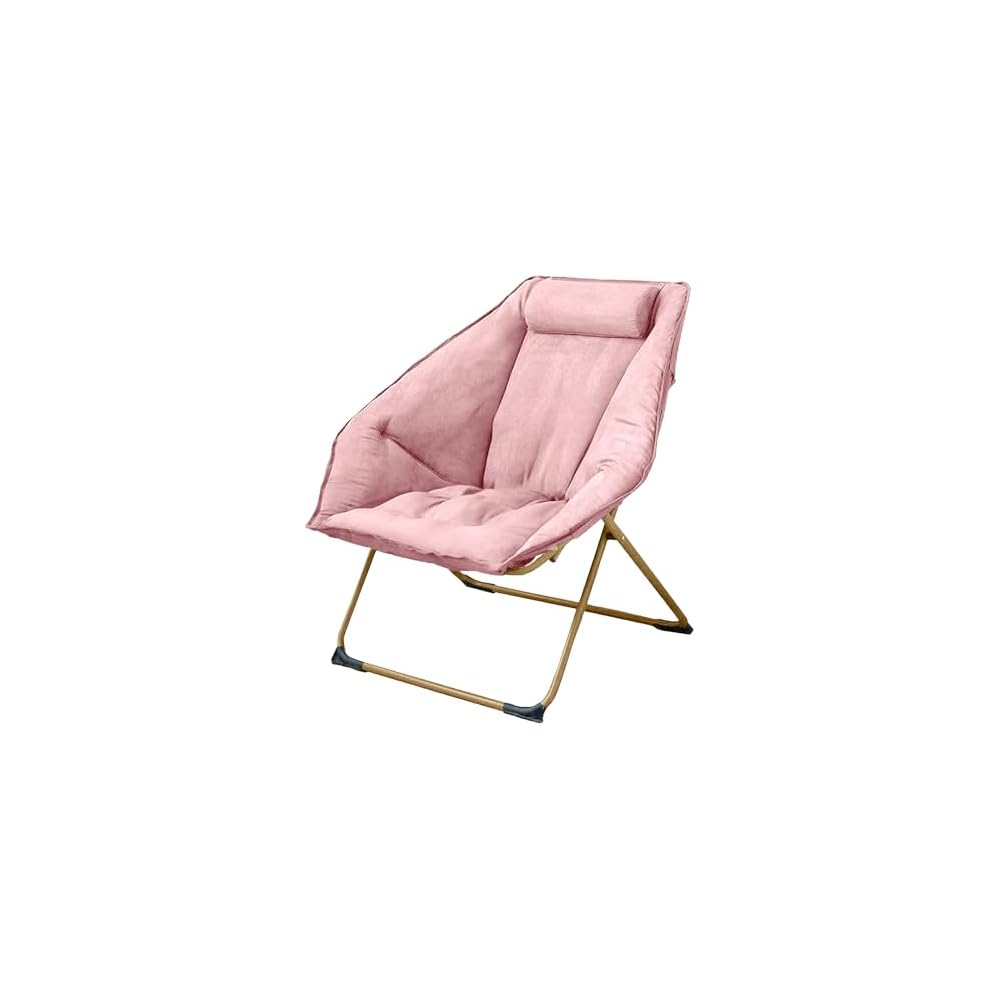 Hexagon Foldable Living Room Chair, Saucer Chair for Adults, Comfy Bedroom Lounge Chair, Moon Chair, Lazy Folding Chair for Dorm Rooms(Ottoman-Pink)