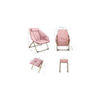 Hexagon Foldable Living Room Chair, Saucer Chair for Adults, Comfy Bedroom Lounge Chair, Moon Chair, Lazy Folding Chair for Dorm Rooms(Ottoman-Pink)
