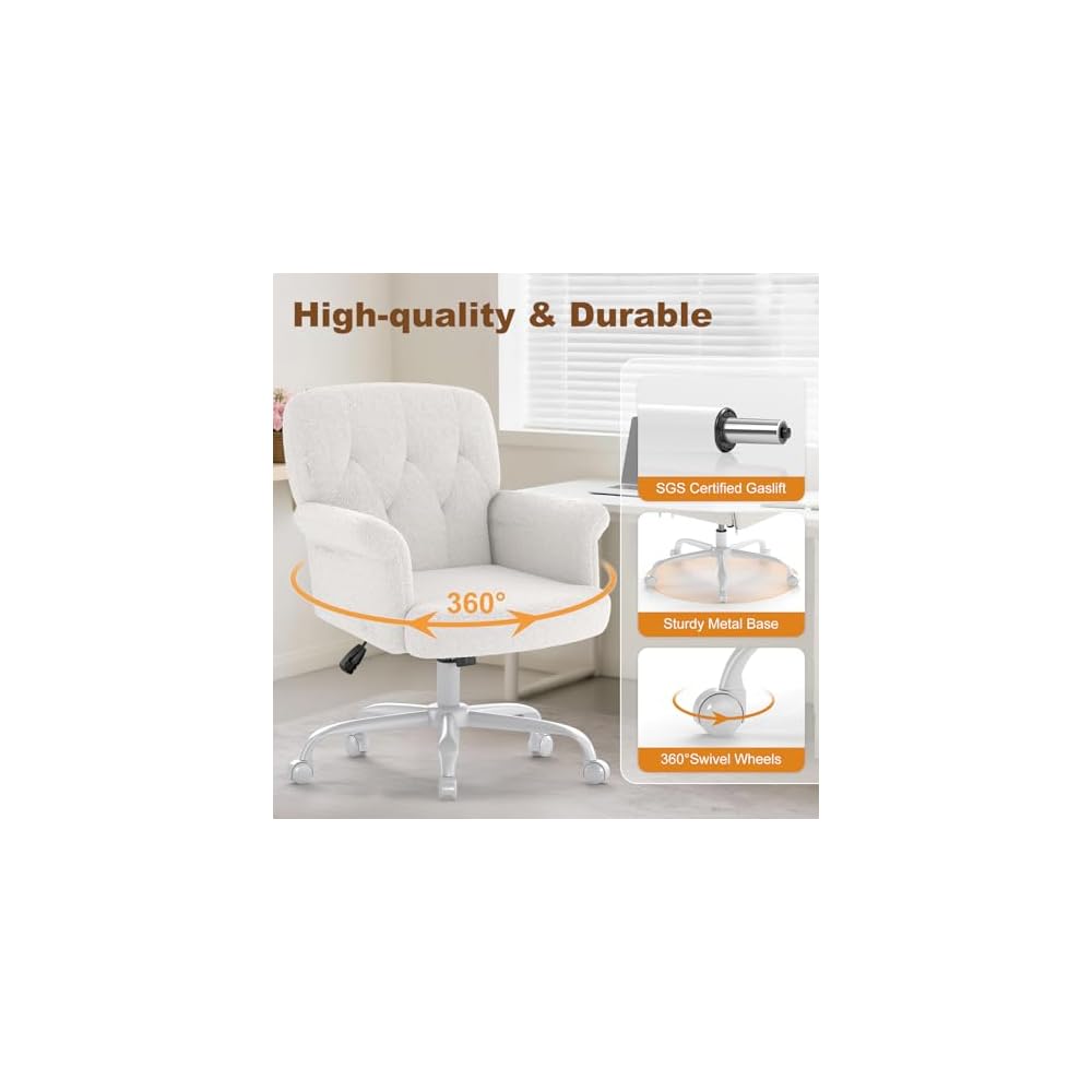 Teddy Velvet Office Chair, White