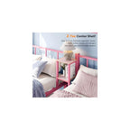 Bonnlo Metal Triple Bunk Bed Twin Over Twin Over Twin,3 Bunk Beds with Shelves for Kids,Teens and Adults, Detachable 3 Person Bed, No Box Spring Needed,Pink