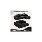 108" Sectional Couch L Shaped Sofa with Chaise, Boneless Couch, Right Black