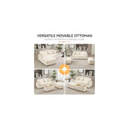 75" Corduroy Loveseat with Storage Ottoman, USB & Coffee Table, Beige
