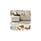 112" Modular Sectional Sofa, U Shaped Comfy Cloud Couch with Double Chaise and Padded Armrests, Modern Deep Seat Sectional Couches for Living Room, Apartment, Office, Beige