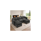 Cloud Modular Sectional Sofa, U-Shaped Deep Seat Oversized Couch for Large Living Room, Pet-Friendly Chenille Fabric Sofa Set with Ottoman for Family Movie Nights