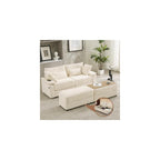 75" Corduroy Loveseat with Storage Ottoman, USB & Coffee Table, Beige