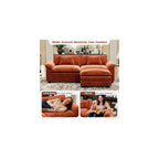 CDCASA 86" Modular Sectional Sofa, Comfy L-Shaped Cloud Couch with Movable Ottoman, 3-Seater Chenille Deep Seat Modern Sofa Couch for Living Room, Terracotta Orange