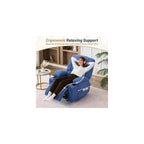 Rocker Recliner Chair with Massage and Heat, Nursery Rocking Chairs for Living Room, Comfy Relining Chair with Cup Holders, USB Charge Port, Side Pockets, Ergonomic Single Sofa, Blue
