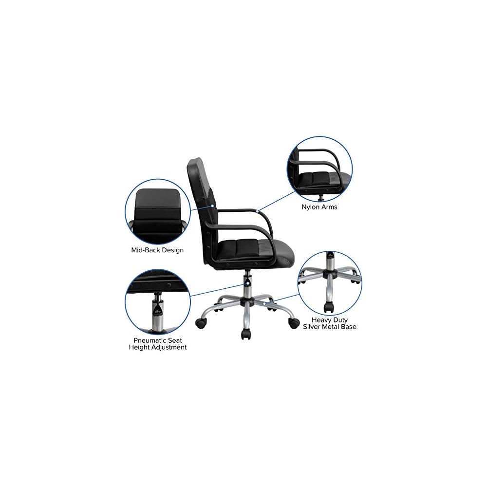 Emma + Oliver Mid-Back Black Mesh Executive Office Chair with Arms