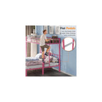 Bonnlo Metal Triple Bunk Bed Twin Over Twin Over Twin,3 Bunk Beds with Shelves for Kids,Teens and Adults, Detachable 3 Person Bed, No Box Spring Needed,Pink