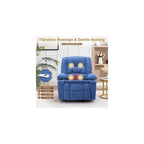 Rocker Recliner Chair with Massage and Heat, Nursery Rocking Chairs for Living Room, Comfy Relining Chair with Cup Holders, USB Charge Port, Side Pockets, Ergonomic Single Sofa, Blue
