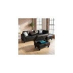 Leather L-Shaped Couch Set, 97.5"L x 69.5"W Sectional Sofas Black