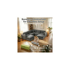 Oversized 110.5" Double-Layered and Soft Cloud Couch Modular Sectional Sofa Boneless Couches for Living Room 4-Seater L-Shape Couch with Ottoman Deep-Seat Chenille Memory Foam Dark Gray