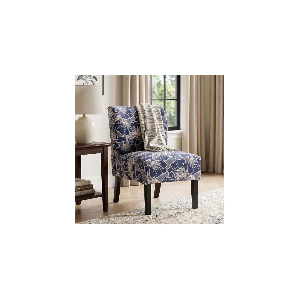 Roundhill Furniture Capa Print Fabric Armless Contemporary Accent Chair, Script