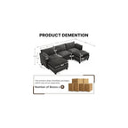 Cloud Modular Sectional Sofa, U-Shaped Deep Seat Oversized Couch for Large Living Room, Pet-Friendly Chenille Fabric Sofa Set with Ottoman for Family Movie Nights