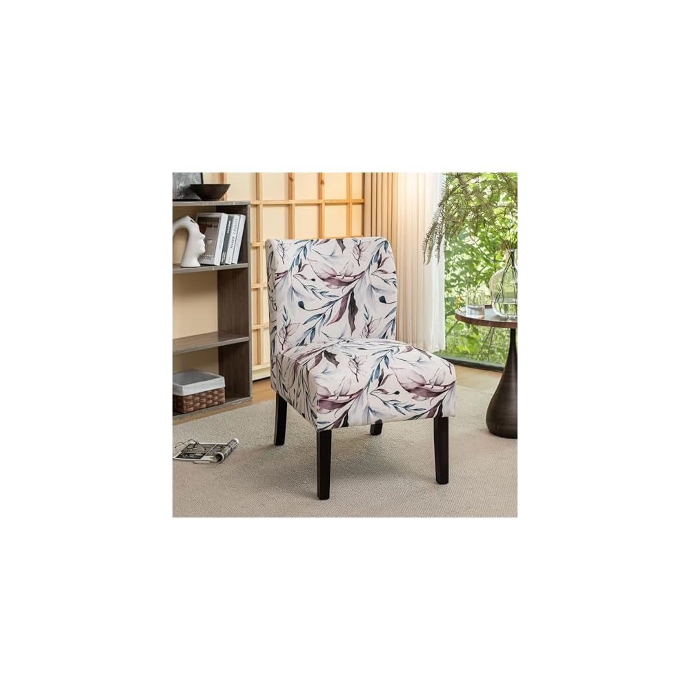 Roundhill Furniture Capa Print Fabric Armless Contemporary Accent Chair, Script