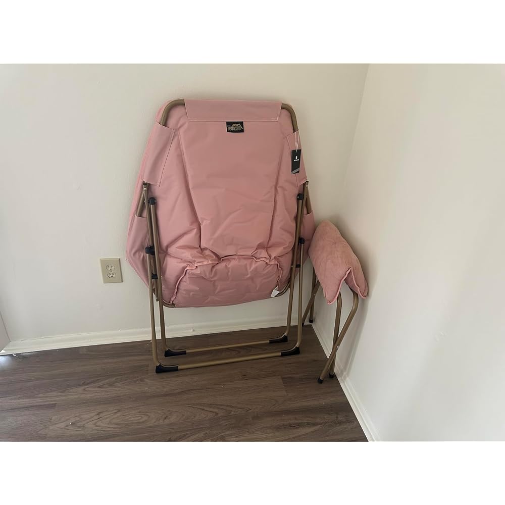 Hexagon Foldable Living Room Chair, Saucer Chair for Adults, Comfy Bedroom Lounge Chair, Moon Chair, Lazy Folding Chair for Dorm Rooms(Ottoman-Pink)