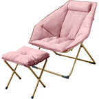 Hexagon Foldable Living Room Chair, Saucer Chair for Adults, Comfy Bedroom Lounge Chair, Moon Chair, Lazy Folding Chair for Dorm Rooms(Ottoman-Pink)