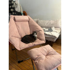 Hexagon Foldable Living Room Chair, Saucer Chair for Adults, Comfy Bedroom Lounge Chair, Moon Chair, Lazy Folding Chair for Dorm Rooms(Ottoman-Pink)