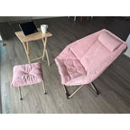 Hexagon Foldable Living Room Chair, Saucer Chair for Adults, Comfy Bedroom Lounge Chair, Moon Chair, Lazy Folding Chair for Dorm Rooms(Ottoman-Pink)
