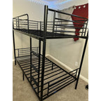 Bonnlo Metal Triple Bunk Bed Twin Over Twin Over Twin,3 Bunk Beds with Shelves for Kids,Teens and Adults, Detachable 3 Person Bed, No Box Spring Needed,Pink