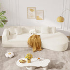 126" Oversized Modular Sectional Sofa, Modern Cloud Curved Couch with Deep Seat, Upholstered Corduroy Couches for Living Room, No Assembly Required, 1 PCS Off White