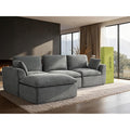 Oversized 110.5" Double-Layered and Soft Cloud Couch Modular Sectional Sofa Boneless Couches for Living Room 4-Seater L-Shape Couch with Ottoman Deep-Seat Chenille Memory Foam Dark Gray