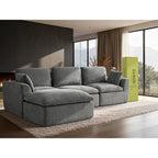 Oversized 110.5" Double-Layered and Soft Cloud Couch Modular Sectional Sofa Boneless Couches for Living Room 4-Seater L-Shape Couch with Ottoman Deep-Seat Chenille Memory Foam Dark Gray