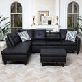 Leather L-Shaped Couch Set, 97.5"L x 69.5"W Sectional Sofas Black