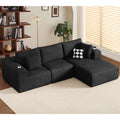 108" Sectional Couch L Shaped Sofa with Chaise, Boneless Couch, Right Black